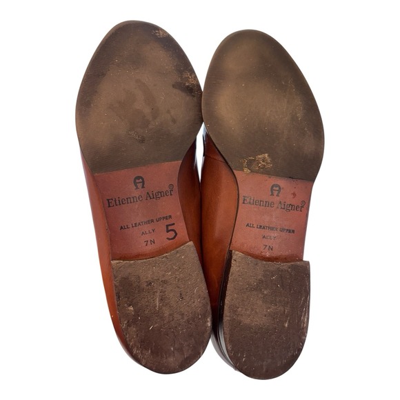 Vintage Etienne Aigner Womens 7 N Tassel Loafers Woven Brown‎ Leather Made Spain - Picture 11 of 13